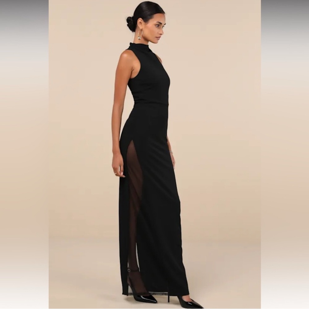 Lulu's Black High-Neck Maxi Dress